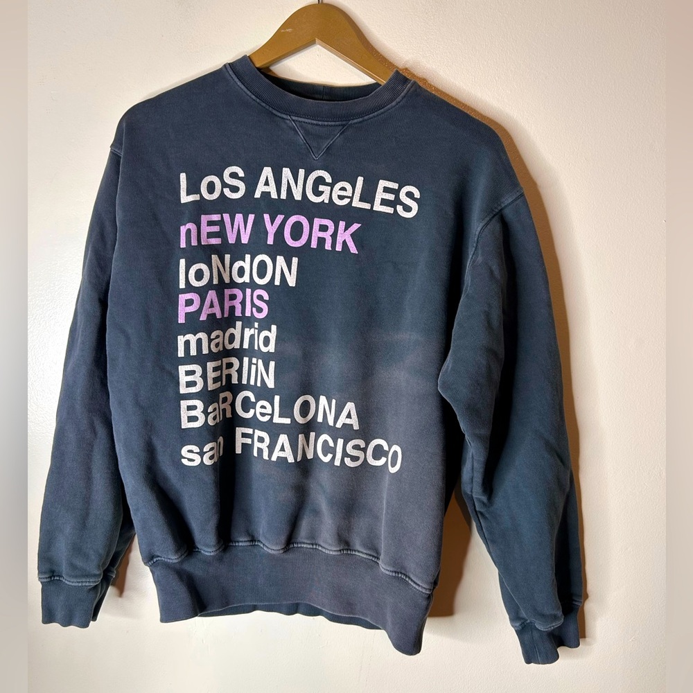 Anine Bing City Love Grey Pullover Sweatshirt Small